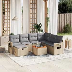 Maison exclusive - salon de jardin avec coussins 8pcs mélange beige résine tress