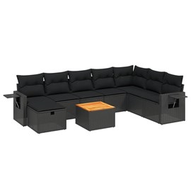 Maison exclusive - salon de jardin 9 pcs avec coussins noir résine tressée