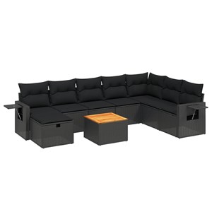 Maison exclusive - salon de jardin 9 pcs avec coussins noir résine tressée
