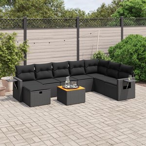Maison exclusive - salon de jardin 9 pcs avec coussins noir résine tressée