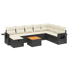 Maison exclusive - salon de jardin 9 pcs avec coussins noir résine tressée