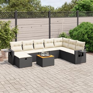Maison exclusive - salon de jardin 9 pcs avec coussins noir résine tressée