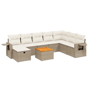 Maison exclusive - salon de jardin avec coussins 9 pcs beige résine tressée