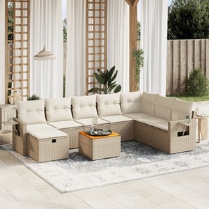 Maison exclusive - salon de jardin avec coussins 9 pcs beige résine tressée