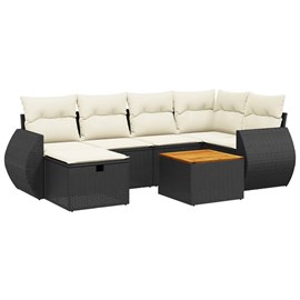 Maison exclusive - salon de jardin 7 pcs avec coussins noir résine tressée
