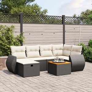 Maison exclusive - salon de jardin 7 pcs avec coussins noir résine tressée