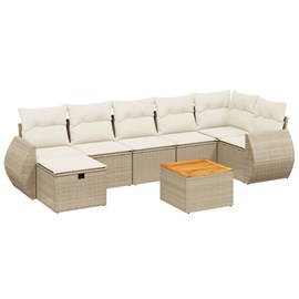 Maison exclusive - salon de jardin avec coussins 8 pcs beige résine tressée