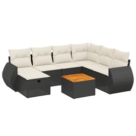 Maison exclusive - salon de jardin 8 pcs avec coussins noir résine tressée