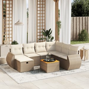 Maison exclusive - salon de jardin avec coussins 8 pcs beige résine tressée