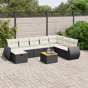 Maison exclusive - salon de jardin 9 pcs avec coussins noir résine tressée