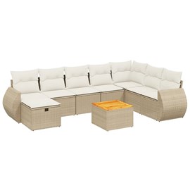Maison exclusive - salon de jardin avec coussins 9 pcs beige résine tressée