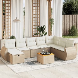 Maison exclusive - salon de jardin avec coussins 9 pcs beige résine tressée