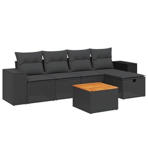 Maison exclusive - salon de jardin 6 pcs avec coussins noir résine tressée