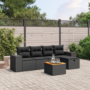 Maison exclusive - salon de jardin 6 pcs avec coussins noir résine tressée