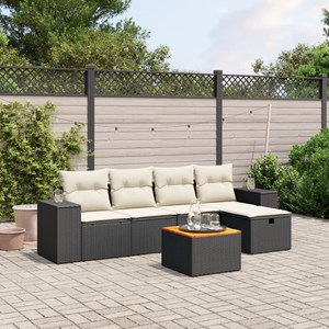 Maison exclusive - salon de jardin 6 pcs avec coussins noir résine tressée