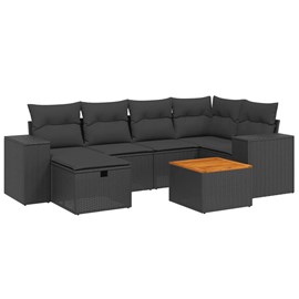 Maison exclusive - salon de jardin 7 pcs avec coussins noir résine tressée