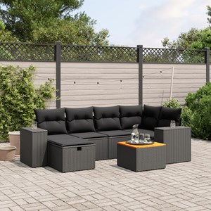Maison exclusive - salon de jardin 7 pcs avec coussins noir résine tressée