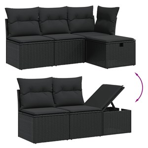 Maison exclusive - salon de jardin 7 pcs avec coussins noir résine tressée