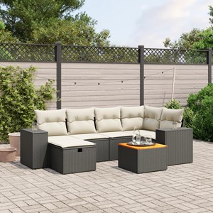 Maison exclusive - salon de jardin 7 pcs avec coussins noir résine tressée
