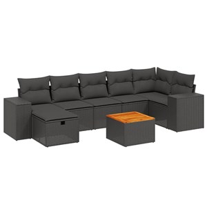 Maison exclusive - salon de jardin 8 pcs avec coussins noir résine tressée