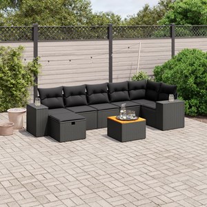 Maison exclusive - salon de jardin 8 pcs avec coussins noir résine tressée
