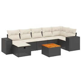 Maison exclusive - salon de jardin 8 pcs avec coussins noir résine tressée