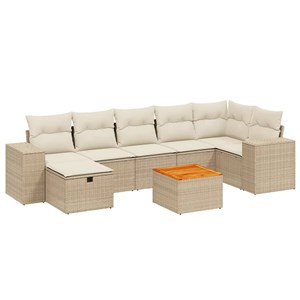 Maison exclusive - salon de jardin avec coussins 8 pcs beige résine tressée