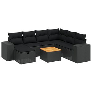 Maison exclusive - salon de jardin 8 pcs avec coussins noir résine tressée