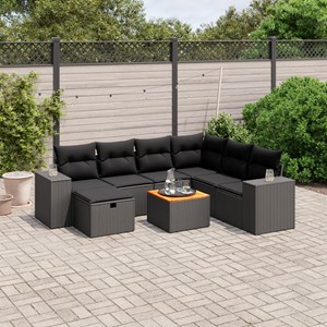 Maison exclusive - salon de jardin 8 pcs avec coussins noir résine tressée