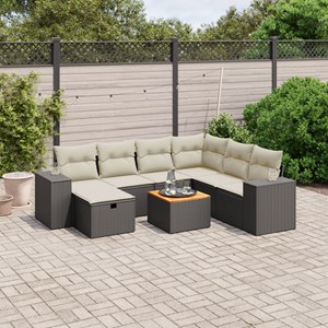 Maison exclusive - salon de jardin 8 pcs avec coussins noir résine tressée