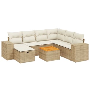 Maison exclusive - salon de jardin avec coussins 8 pcs beige résine tressée
