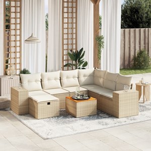 Maison exclusive - salon de jardin avec coussins 8 pcs beige résine tressée