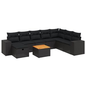 Maison exclusive - salon de jardin 9 pcs avec coussins noir résine tressée