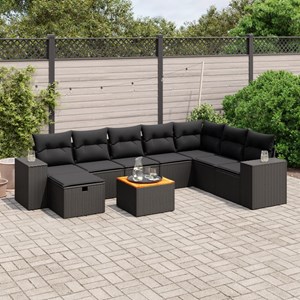 Maison exclusive - salon de jardin 9 pcs avec coussins noir résine tressée