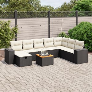 Maison exclusive - salon de jardin 9 pcs avec coussins noir résine tressée