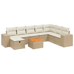Maison exclusive - salon de jardin avec coussins 9 pcs beige résine tressée