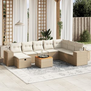 Maison exclusive - salon de jardin avec coussins 9 pcs beige résine tressée