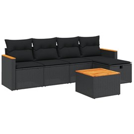 Maison exclusive - salon de jardin 6 pcs avec coussins noir résine tressée