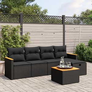 Maison exclusive - salon de jardin 6 pcs avec coussins noir résine tressée