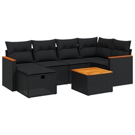 Maison exclusive - salon de jardin 7 pcs avec coussins noir résine tressée