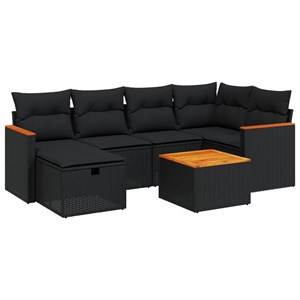 Maison exclusive - salon de jardin 7 pcs avec coussins noir résine tressée