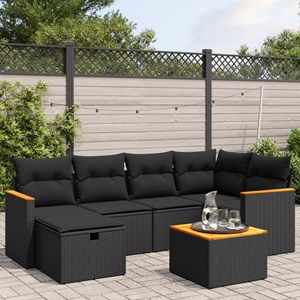 Maison exclusive - salon de jardin 7 pcs avec coussins noir résine tressée