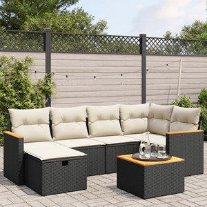 Maison exclusive - salon de jardin 7 pcs avec coussins noir résine tressée