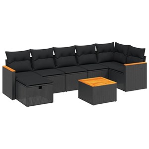 Maison exclusive - salon de jardin 8 pcs avec coussins noir résine tressée
