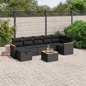 Maison exclusive - salon de jardin 8 pcs avec coussins noir résine tressée