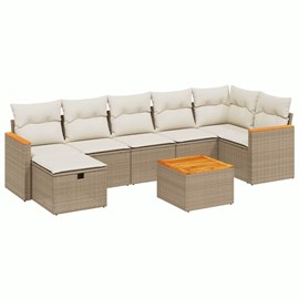 Maison exclusive - salon de jardin avec coussins 8 pcs beige résine tressée