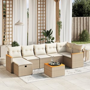 Maison exclusive - salon de jardin avec coussins 8 pcs beige résine tressée