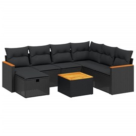 Maison exclusive - salon de jardin 8 pcs avec coussins noir résine tressée