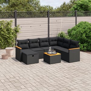 Maison exclusive - salon de jardin 8 pcs avec coussins noir résine tressée