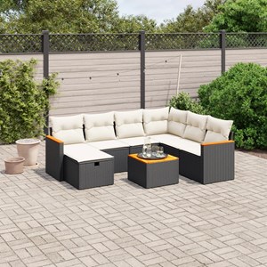 Maison exclusive - salon de jardin 8 pcs avec coussins noir résine tressée